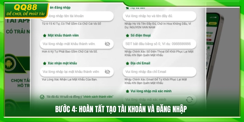 Đăng Ký QQ88 – Tạo Tài Khoản Nhanh Chóng Trong 2 Phút 3 Xác nhận đăng ký và tiến hành đăng nhập hệ thống